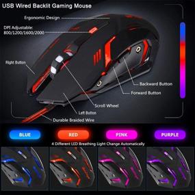 img 1 attached to 💻 RGB Gaming Keyboard, Backlit Mouse, and Headset Combo - USB Wired Backlit Keyboard with LED, Gaming Keyboard Mouse Set, Headset with Microphone for Laptop PC Computer Game and Work - BlueFinger