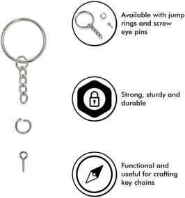 img 3 attached to 🔑 120pcs Bulk Nickel Plated Silver Key Chain with Split Key Ring, Chain, Open Jump Ring, and Screw Eye Pins - Ideal for Crafts