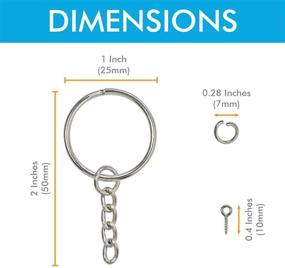 img 2 attached to 🔑 120pcs Bulk Nickel Plated Silver Key Chain with Split Key Ring, Chain, Open Jump Ring, and Screw Eye Pins - Ideal for Crafts