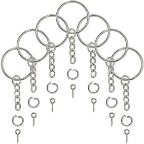 img 4 attached to 🔑 120pcs Bulk Nickel Plated Silver Key Chain with Split Key Ring, Chain, Open Jump Ring, and Screw Eye Pins - Ideal for Crafts