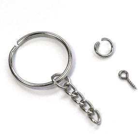 img 1 attached to 🔑 120pcs Bulk Nickel Plated Silver Key Chain with Split Key Ring, Chain, Open Jump Ring, and Screw Eye Pins - Ideal for Crafts