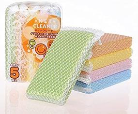 img 2 attached to 🧽 Astra Shop All-Purpose Nylon Net Scouring Sponge Cleaning Pads - 5 Pack, Assorted Colors