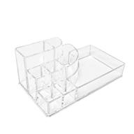 🗄️ clear cosmetic vanity counter top makeup organizer with compartments - ikee design small makeup holder, 6.75"w x 3.62"d x 2.63"h logo