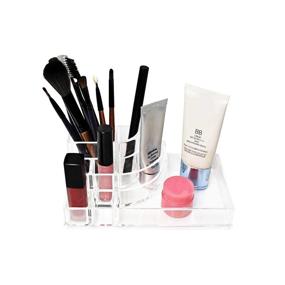 img 1 attached to 🗄️ Clear Cosmetic Vanity Counter Top Makeup Organizer with Compartments - Ikee Design Small Makeup Holder, 6.75"W x 3.62"D x 2.63"H