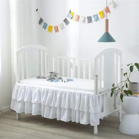 img 4 attached to 🛏️ JSD Double Layer Microfiber Crib Bed Skirt - White Ruffled Nursery Dust Ruffle with a 14" Deep Drop, Perfect for Crib and Toddler Bedding