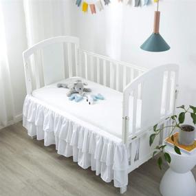 img 2 attached to 🛏️ JSD Double Layer Microfiber Crib Bed Skirt - White Ruffled Nursery Dust Ruffle with a 14" Deep Drop, Perfect for Crib and Toddler Bedding