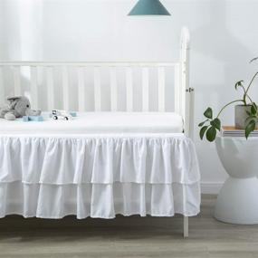 img 1 attached to 🛏️ JSD Double Layer Microfiber Crib Bed Skirt - White Ruffled Nursery Dust Ruffle with a 14" Deep Drop, Perfect for Crib and Toddler Bedding