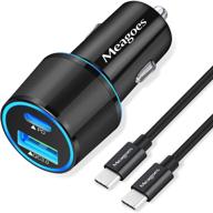 🚗 автомобильное зарядное устройство meagoes usb c: 36 вт 2-портовый быстрый адаптер pd&qc3.0 для зарядки - совместимо с samsung galaxy s21/s20, google pixel, iphone 11/pro/max! логотип