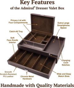 img 2 attached to 📱 HOUNDSBAY Admiral Big Dresser Valet Box: The Ultimate Men's Jewelry Organizer with Smartphone Charging Station (Dark Brown)