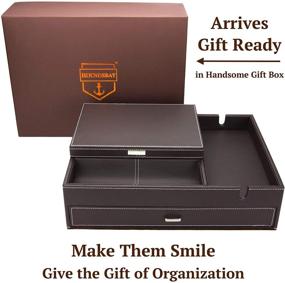 img 3 attached to 📱 HOUNDSBAY Admiral Big Dresser Valet Box: The Ultimate Men's Jewelry Organizer with Smartphone Charging Station (Dark Brown)