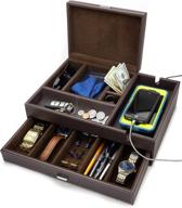 📱 houndsbay admiral big dresser valet box: the ultimate men's jewelry organizer with smartphone charging station (dark brown) логотип