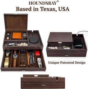 img 1 attached to 📱 HOUNDSBAY Admiral Big Dresser Valet Box: The Ultimate Men's Jewelry Organizer with Smartphone Charging Station (Dark Brown)