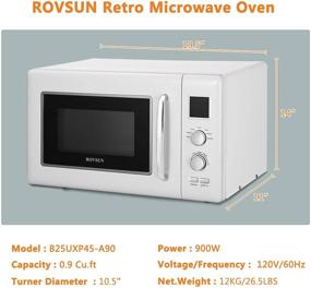 img 2 attached to Микроволновая печь ROVSUN Retro для столешницы - 0,9 фут³, 🍽️ 900 Вт - автоматическое приготовление, отложенный старт, стеклянный поддон - белый.