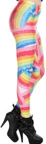 img 1 attached to 🌈 Bright and Colorful Rainbow Graphic Leggings Pants, Multicolor, One Size - Premium Print Pattern for Ultimate Style