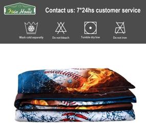 img 1 attached to 🏀 JQinHome Twin Baseball and Fire Comforter Sets for Teen Boys - 3D Sports Themed - All-Season Down Alternative Quilted Duvet - Reversible Design - 1 Comforter, 1 Pillow Sham Included