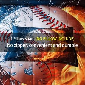 img 2 attached to 🏀 JQinHome Twin Baseball and Fire Comforter Sets for Teen Boys - 3D Sports Themed - All-Season Down Alternative Quilted Duvet - Reversible Design - 1 Comforter, 1 Pillow Sham Included