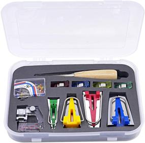 img 1 attached to 🧵 DGQ Fabric Bias Tape Makers Kit - Single & Double Fold Bias Tape Maker Tool Set with 4 Sizes for DIY Sewing and Binding