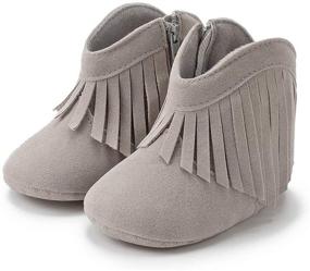 img 1 attached to 👶 Sawimlgy Plush Winter Snow Boots for Infant Baby Boys Girls, Cowboy Tassels Bowknot Ankle Side Zipper Soft Sole Boots, Toddler Newborn Warm First Walker Crib Outdoor Shoes