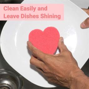 img 1 attached to 💖 GMIcréatifs Heart-Shaped Dual-Sided Kitchen Sponge and Scrubber - Perfect for Dishes, Pots & Pans, and Household Cleaning (12 Pack)