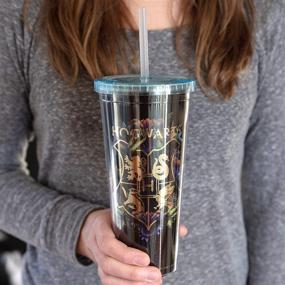 img 1 attached to 🏰 Hogwarts Travel Cup with Straw - Acrylic Tumbler featuring Gold Hogwarts Crest Design - 22 oz