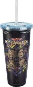 img 4 attached to 🏰 Hogwarts Travel Cup with Straw - Acrylic Tumbler featuring Gold Hogwarts Crest Design - 22 oz