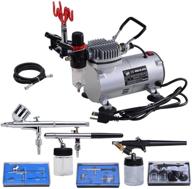 💨 3-in-1 multi-purpose professional airbrush kit: compressor, dual-action spray air brush set for tattoo and nail art logo