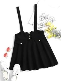 img 1 attached to 👗 MakeMeChic Women's Casual High Waist Suspender Skirt Pinafore Overall Dress with Straps