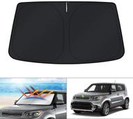 custom fit windshield sun shade for kia soul base/suv – blocks uv rays, keeps your car cooler – compatible with 2014-2019 models – foldable sun visor protector by kust logo
