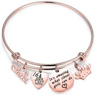 🎁 bobauna rose gold stainless steel expandable wire bangle bracelet: ideal birthday gift for sweet 16, 18th, 21st, or 30th celebrations logo