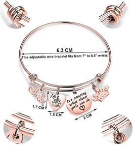 img 3 attached to 🎁 Bobauna Rose Gold Stainless Steel Expandable Wire Bangle Bracelet: Ideal Birthday Gift for Sweet 16, 18th, 21st, or 30th Celebrations