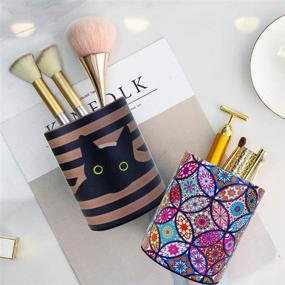 img 1 attached to Stylish Heygo Black Cat Pen Holder: Ideal Desk Organizer for Women & Girls; Also functions as Makeup Brush Holder; Perfect Office, Classroom, and Home Gift (blackCat)