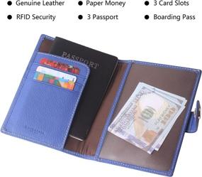 img 1 attached to Leather Travel Passport Holder with RFID Blocking by Borgasets - Essential Travel Accessories