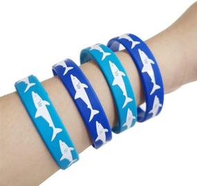 img 3 attached to 🦈 Shark Rubber Wristbands - Bracelets for Shark Themed Parties, Kids' Wearables, Birthday Favors - Pack of 24