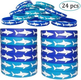 img 4 attached to 🦈 Shark Rubber Wristbands - Bracelets for Shark Themed Parties, Kids' Wearables, Birthday Favors - Pack of 24