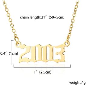 img 1 attached to RINHOO Stainless Steel Gold Birth Year Number Pendant Necklace Chain Jewelry for Women and Girls