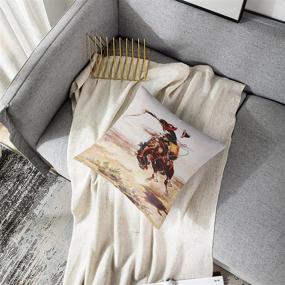 img 1 attached to 🤠 Emvency Vintage Western Decor Throw Pillow Cover: Cowboy on Bucking Horse - Unique Home Decor Accent - 18x18 Inch Square Cushion Pillowcase