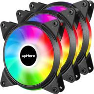 🌈 uphere 120mm 3-pin quiet edition rainbow led effect case fan for computer cooling - 3 pack, efficient cooling solution - t3cf3-3 logo