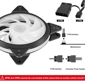 img 1 attached to 🌈 upHere 120mm 3-Pin Quiet Edition Rainbow LED Effect Case Fan for Computer Cooling - 3 Pack, Efficient Cooling Solution - T3CF3-3