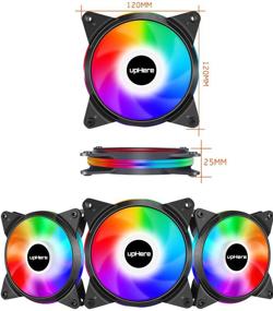 img 2 attached to 🌈 upHere 120mm 3-Pin Quiet Edition Rainbow LED Effect Case Fan for Computer Cooling - 3 Pack, Efficient Cooling Solution - T3CF3-3