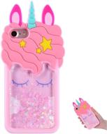 topsz quicksand unicorn bling case for iphone 4/4s - cute silicone 3d cartoon cover with shockproof skin - funny character case for kids, girls, teens, guys logo