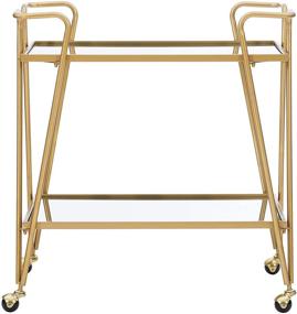 img 2 attached to 🍾 Stylish and Functional Linon Gina Mid-Century Bar Cart in Gold - Elevate Your Home Entertaining Experience!