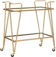 🍾 stylish and functional linon gina mid-century bar cart in gold - elevate your home entertaining experience! логотип