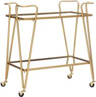 🍾 stylish and functional linon gina mid-century bar cart in gold - elevate your home entertaining experience! logo