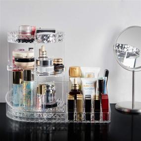 img 3 attached to 💄 GEDLIRE 360 Rotating Acrylic Makeup Organizer: Adjustable Cosmetic Storage Solution for Perfumes, Jewelry, Lipsticks - 5 Layer Large Capacity Display Case for Dresser and Bathroom Accessories