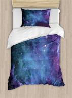 🌌 starry night dreams: ambesonne outer space duvet cover set with galaxy stars, planets, and cosmic wonders – twin size, navy purple logo