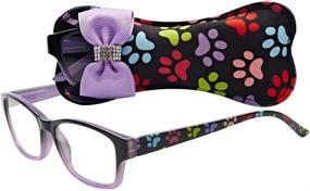 img 3 attached to 🐾 Purple Select-A-Vision Dog Bone Square Reading Glasses with Colorful Pawprints - 2.50 Strength