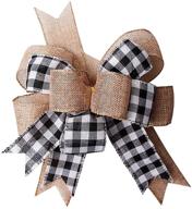 🎁 chic black white plaid gift bows: perfect burlap wreath christmas tree topper & party décor - 12" x 9.4 logo