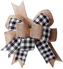 img 4 attached to 🎁 Chic Black White Plaid Gift Bows: Perfect Burlap Wreath Christmas Tree Topper & Party Décor - 12" x 9.4