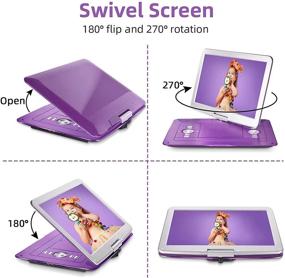 img 3 attached to 📀 Jekero 17.9" Portable DVD Player with 15.6" Large Display, 5 Hours Rechargeable Battery for Kids, Region Free Personal DVD Player with Car Charger, Sync TV CD/DVD/SD Card/USB, Purple
