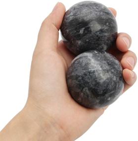 img 1 attached to ✋ Coolrunner 2'' Dark Grey Marble Baoding Balls - Chinese Health Stress Relief Hand Exercise Massage Balls